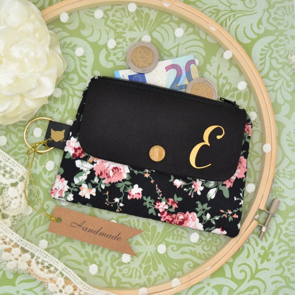 Small wallet "Fancy" with monogram with zip compartment, 2 card slots and a large compartment