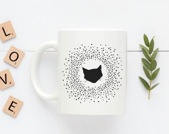 "Signature Cat" coffee mug with a black cat head