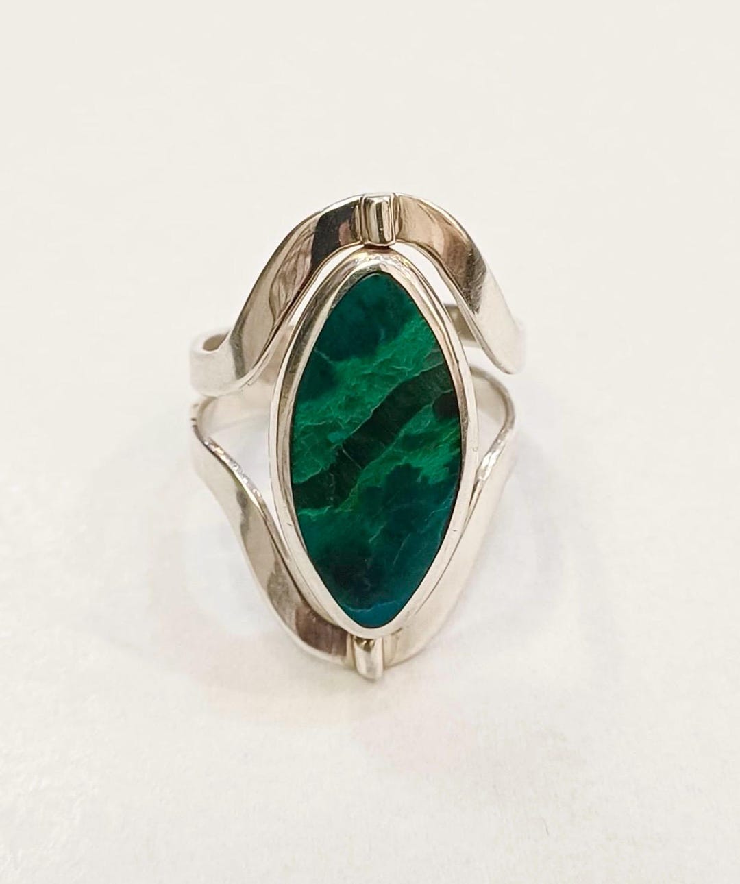 Ring Chrysocolla/obsidian Flip and Adjustable Reversible Ring ...