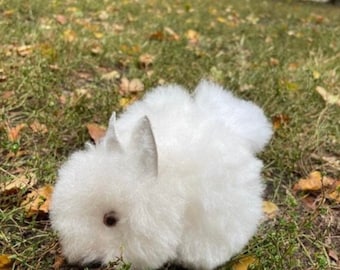 Bunny alpaca, real alpaca bunny, stuffed animal alpaca toy, soft handmade, baby alpaca bunny, white bunny.