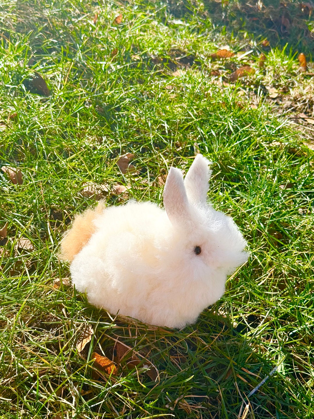 White/brown Alpaca Bunny, Real Alpaca Bunny, Stuffed Animal, Handmade ...