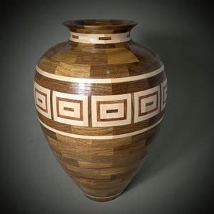 Segmented Teak Vase