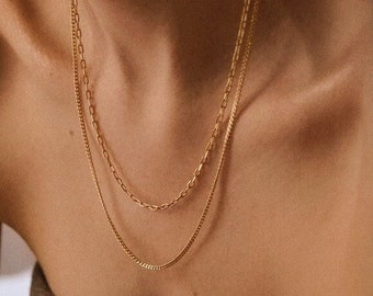 Layered Link Necklace Set | 18k Gold Filled | Curb Chain | Link Necklace | Dainty Necklaces | Chain Set | Stacking Jewelry