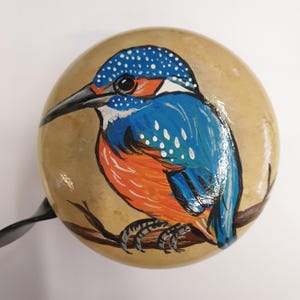 large bicycle bell: kingfisher, hand-painted, 8 cm diameter