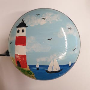 large bicycle bell: lighthouse, hand-painted, 8 cm diameter