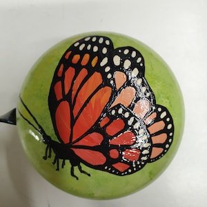 large bicycle bell: butterfly, hand-painted, 8 cm diameter