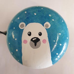 large bicycle bell: polar bear, hand-painted, 8 cm diameter