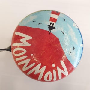 large bicycle bell: lighthouse and MoinMoin, hand-painted, 8 cm diameter