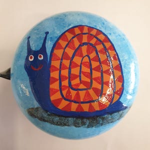 large bicycle bell: snail, hand-painted, 8 cm diameter