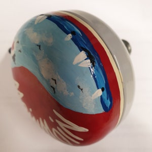 large bicycle bell: lighthouse and MoinMoin, hand-painted, 8 cm diameter