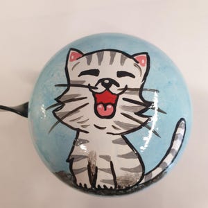 large bicycle bell: kitten, hand-painted, 8 cm diameter