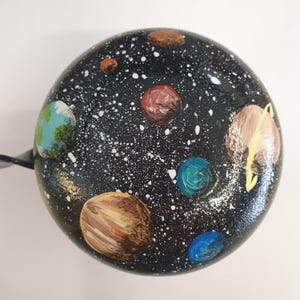 large bicycle bell: space, hand-painted, 8 cm diameter