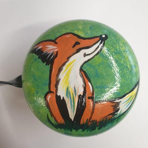large bicycle bell: fox, hand-painted, 8 cm diameter