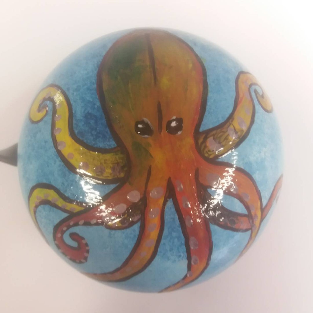 Large Bicycle Bell Octopus Hand Painted 8 Cm Diameter Etsy