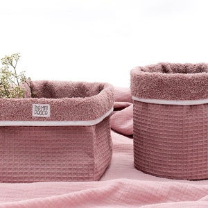 Fabric basket set made of waffle piqué fabric many colors image 1