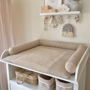 WICKELAUFLAGE/Wickelunterlage mit wasserdichter Matratze und abnehmbaren Bezug Farbe Hellbeige (80x75 /77x75 / 75x75/ 77x78cm/Sondermaß)
