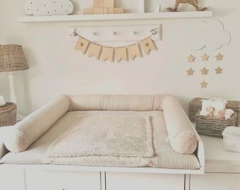 Materassino fasciatoio con materassino impermeabile e fodera sfoderabile, colore Sabbia Chiaro (80x75 / 77x75 / 75x75 / 77x78 cm / misura speciale), set di materassini fasciatoio