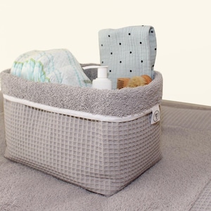 Fabric basket set made of waffle piqué fabric many colors image 6