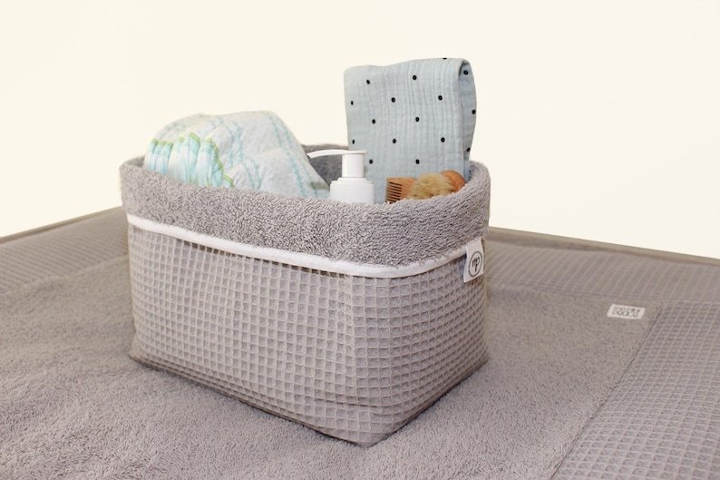 Fabric basket set made of waffle piqué fabric many colors image 6