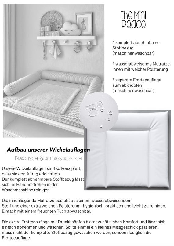 Materassino Fasciatoio Julius Zöllner Softy, Savana Grigio, 65/75 Cm, Impermeabile E Certificato, Made In Germany - 3