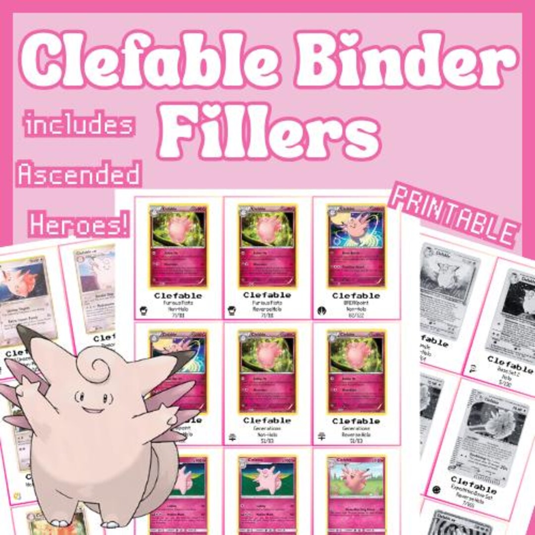 Clefable Master Set Binder Fillers - Etsy