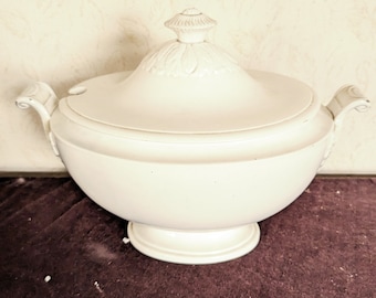 antique French tureen, white, ceramic