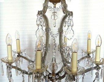 antique chandelier, basket shape, Maria Theresa crystal, restored, very valuable C69