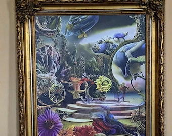 Antique baroque frame with unique limited digital artwork