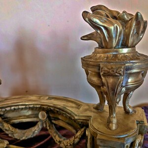 antique baroque andirons, fire insert, bronze, image 2