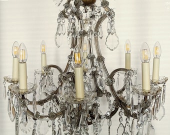 antique chandelier, basket shape, Maria Theresa crystal, restored, very valuable C70