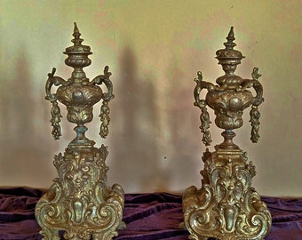 antique baroque fireplace attachments, table decoration, bronze,