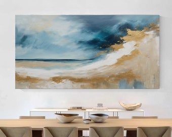 Gold Leaf Abstract-Ocean Gold Art-Minimalist Coastal Decor-Modern Beach Art-Seafoam Minimalism-Serene Ocean Art-Elegant Coastal Wall Art