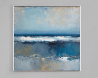 Large Blue Sea Abstract Art-Blue Ocean Abstract Painting-Coastal Canvas Artwork-Textured Painting-large blue abstract art-Modern Ocean Art