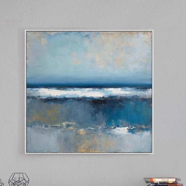 Large Blue Sea Abstract Art-Blue Ocean Abstract Painting-Coastal Canvas Artwork-Textured Painting-large blue abstract art-Modern Ocean Art