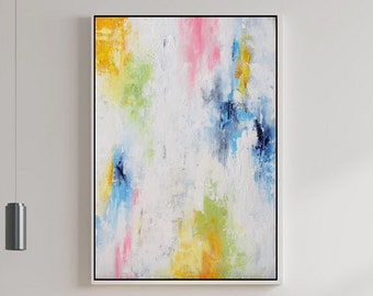 Colorful abstract painting-Original artwork-Modern abstract art-Large canvas art-Abstract home decor-Yellow abstract painting