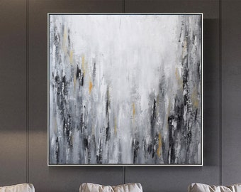 Gris gran pintura abstracta-arte moderno de la pared-gran arte de la pared-pintura-pintura abstracta original-sala de estar pared arte-arte de la casa obras de arte