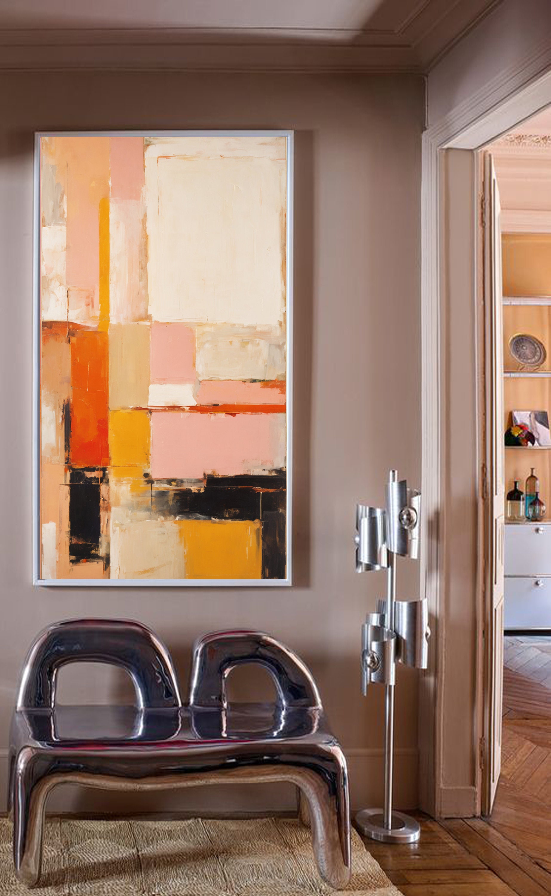 Photo inspiration: Picture Idea: Coral Textured Geometric Wall Art For Hallway Long Narrow Wall