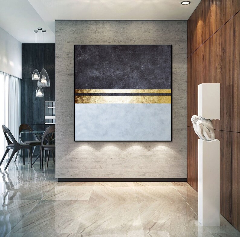 Black and White Minimal Abstractblack and Gold Wall Artgold Leaf