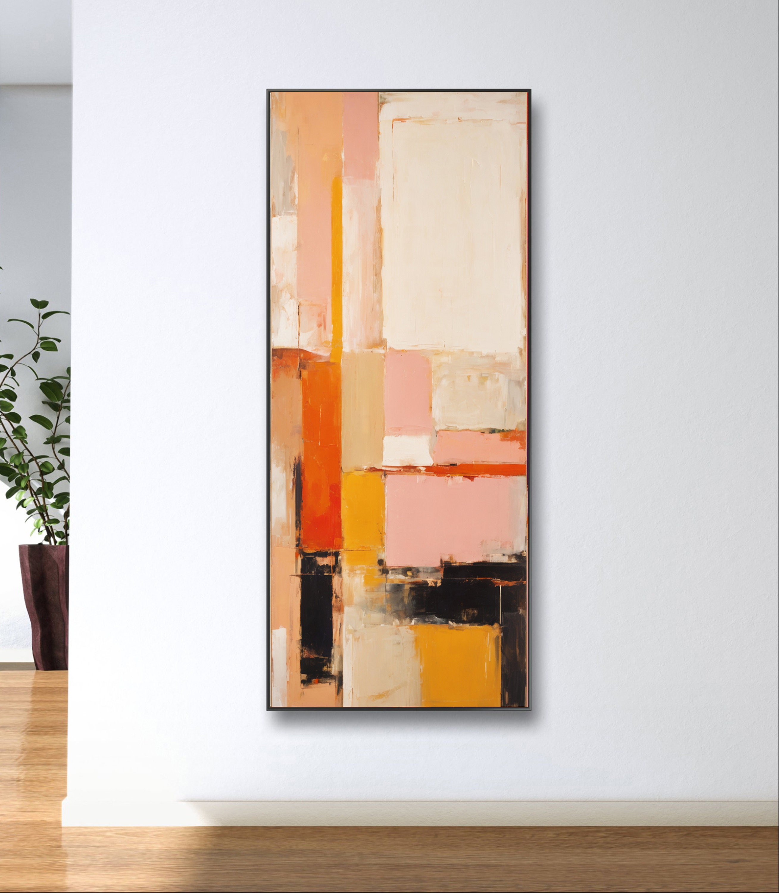 Fresh Look at Coral Textured Geometric Wall Art For Hallway Long Narrow Wall