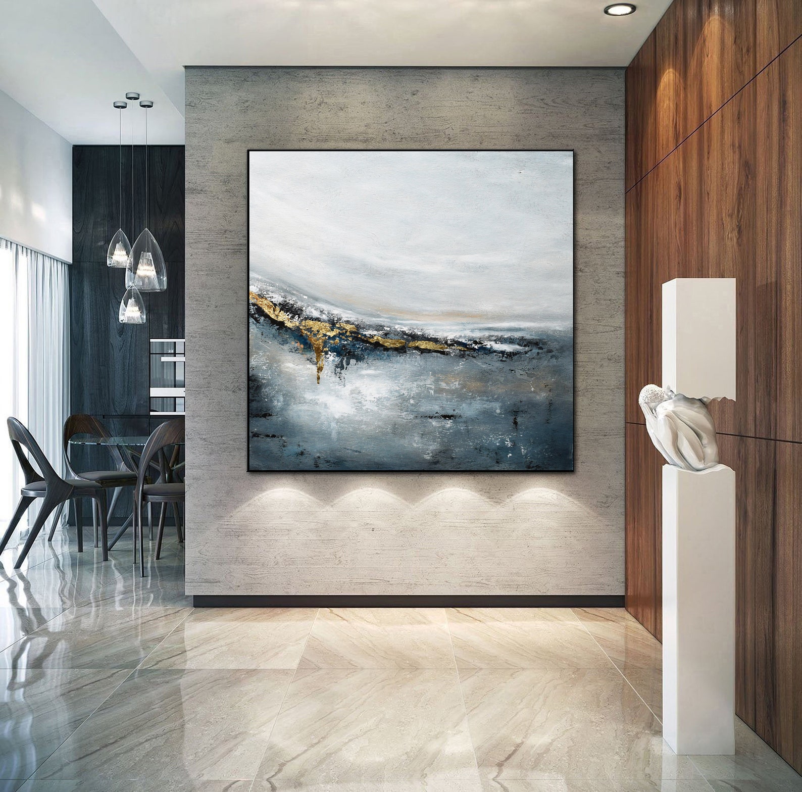 Gray and Gold Abstract Paintingoriginal Acrylic Paintinggold Etsy