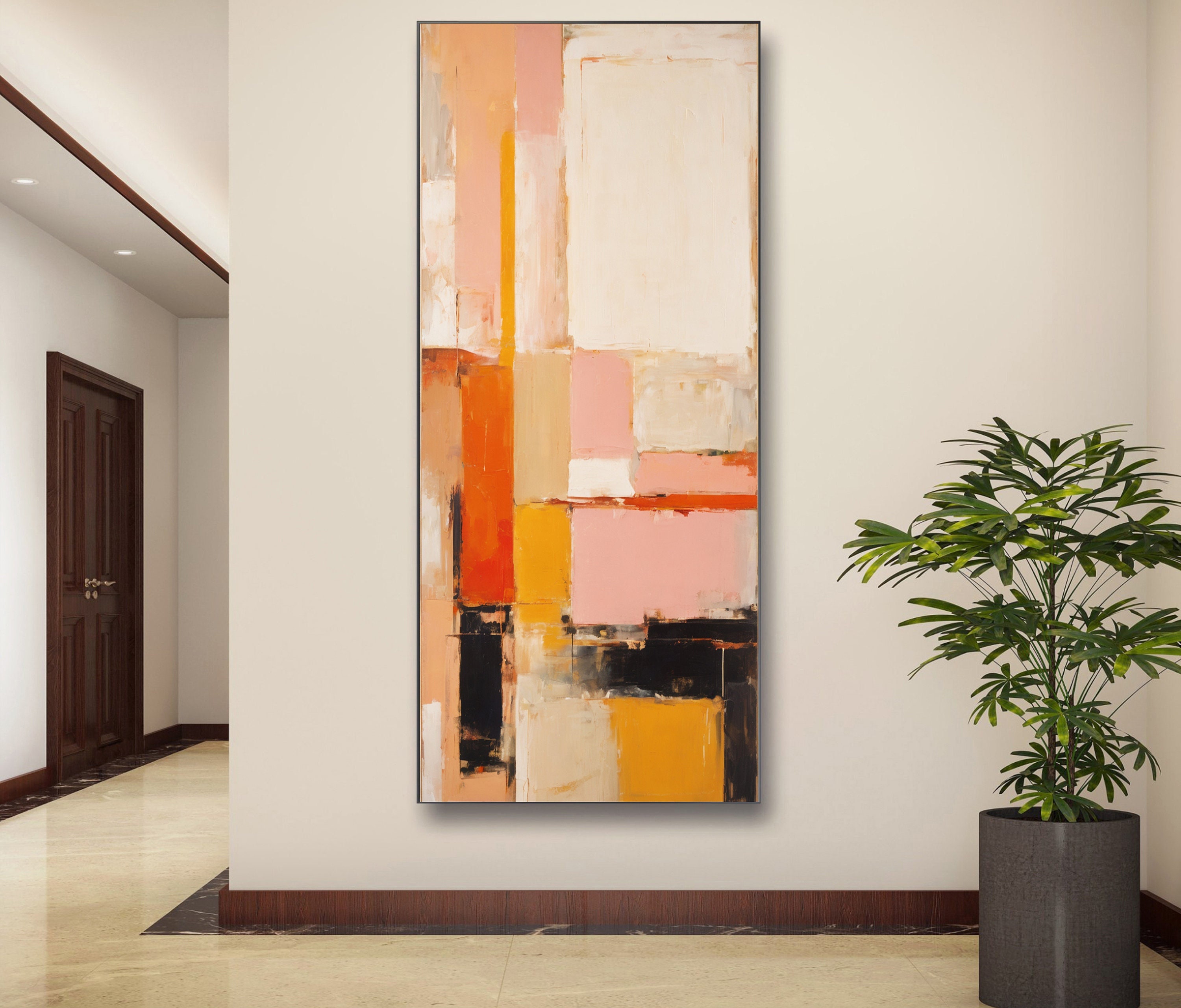 Curated visual reference: Coral Textured Geometric Wall Art For Hallway Long Narrow Wall Photo Inspiration