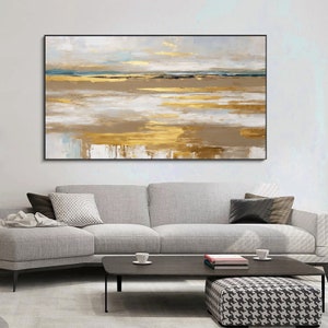 Large Abstract Gold Leaf painting-gold leaf painting on canvas-Custom Gift Painting-living room wall art-white and gold abstract painting