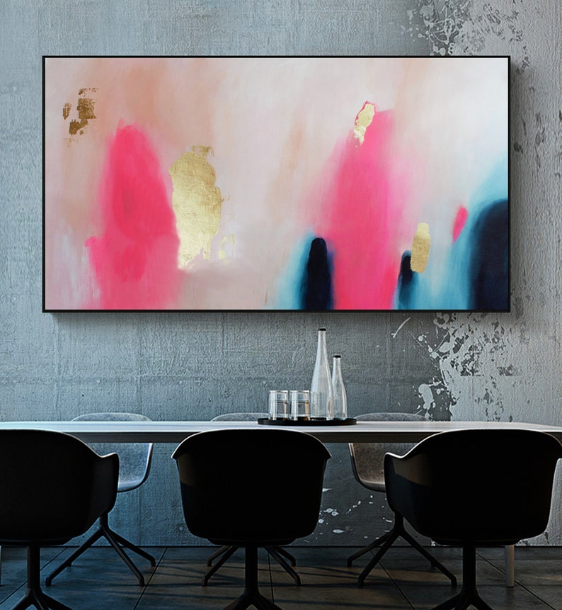 Pink Abstract Art-modern Wall Art-abstract Painting-gold and - Etsy