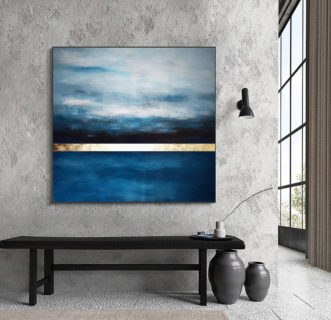 Landscape Paintingsea Abstract Paintinglarge Original Wall Etsy