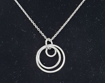 Sterling Silver, Large, Medium & Small Hoop Pendant On Silver Chain