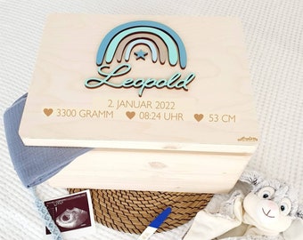 Personalisierte Erinnerungskiste Baby, Erinnerungsbox, Holzkiste, personalisiertes Babygeschenk, Geschenk zur Geburt, Box mit Name, Kiste