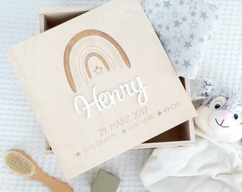 Personalisierte Erinnerungskiste Baby, Erinnerungsbox, Holzkiste, personalisiertes Babygeschenk, Geschenk zur Geburt, Box mit Name, Kiste