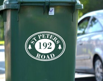 Lot de 3 pcs Wheelie Bin Maison Nombre Autocollants Imperméable Grand Blanc Couleurs