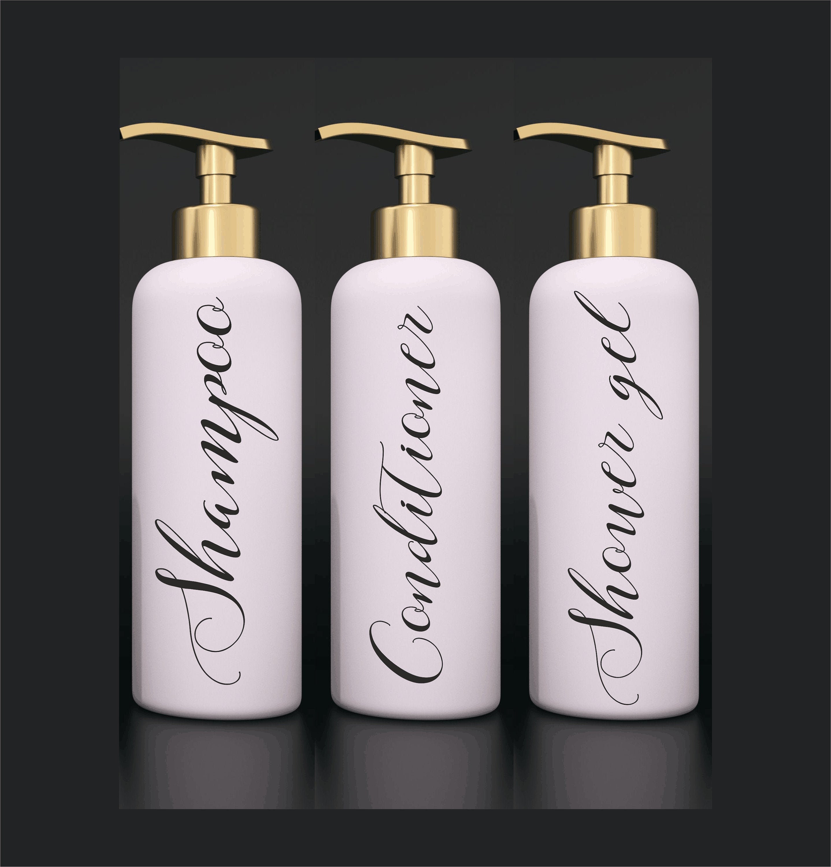 Set of 3 Vinyl Decal Shampoo Conditioner & Shower Gel Decal Etsy