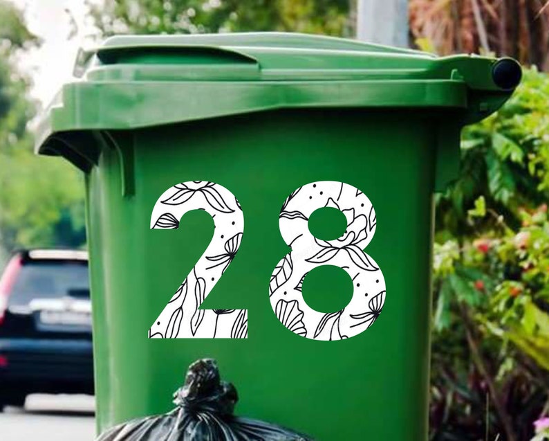 4 X Waterproof Vinyl Wheelie Bin House Numbers Floral Texture Etsy UK